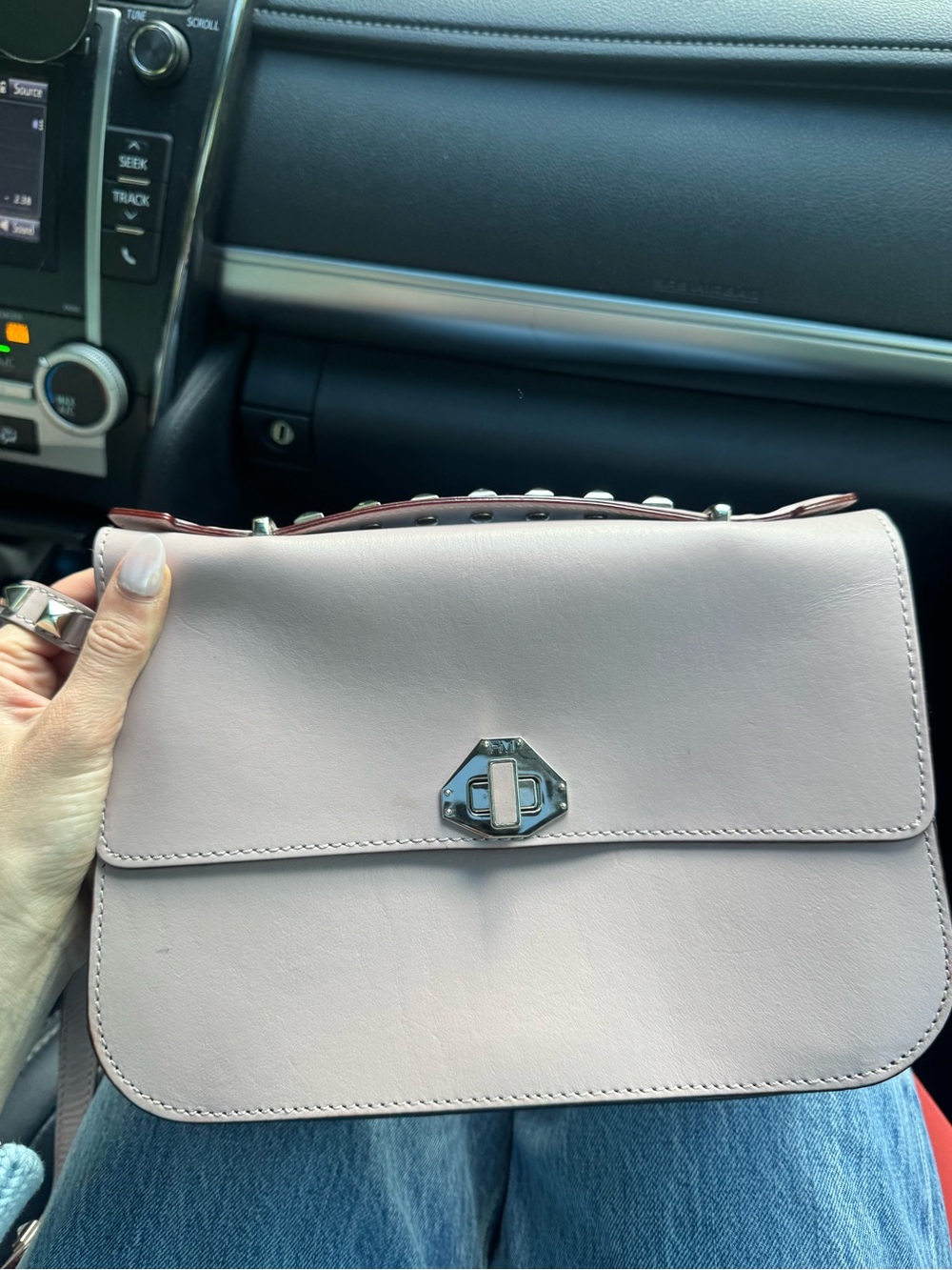 Women’s Pale Pink Leather Shoulder Bag with Silver Hardware - Rebecca Minkoff